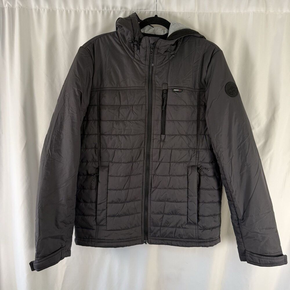Gerry Puff Jacket Men's Medium Black Full Zip Pockets Polyester Hooded